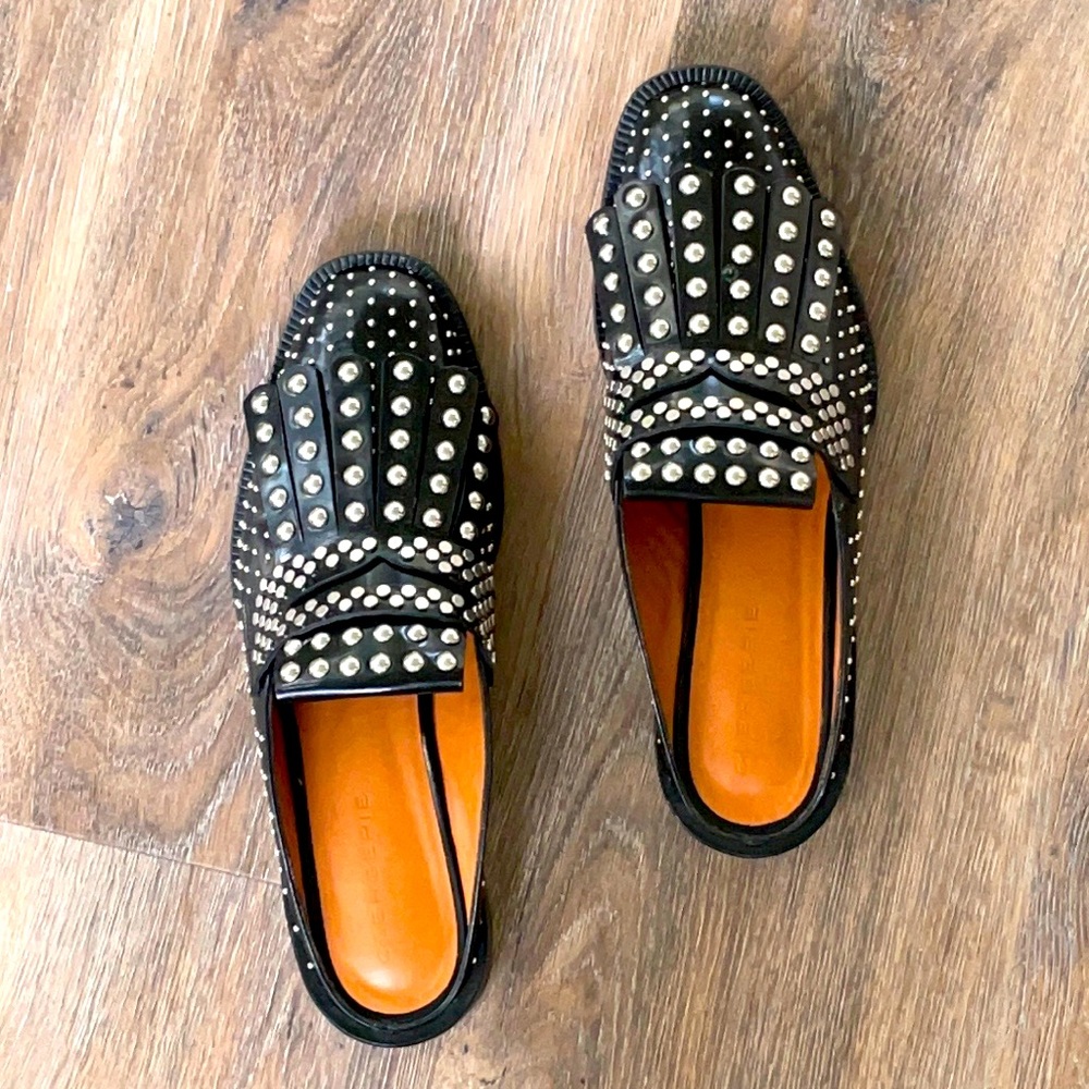 Robert Clergerie Black Studded Mules